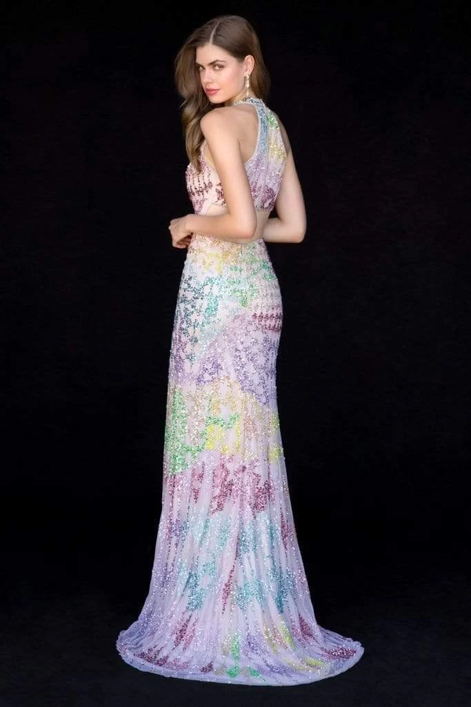 Sherri Hill - 52032 Beaded Deep Halter V-neck Dress With Open Back 6 Sherri Hill - 52032 Beaded Deep Halter V-neck Dress With Open Back