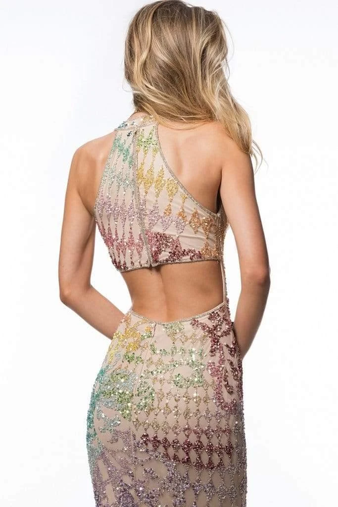 Sherri Hill - 52032 Beaded Deep Halter V-neck Dress With Open Back 10 Sherri Hill - 52032 Beaded Deep Halter V-neck Dress With Open Back