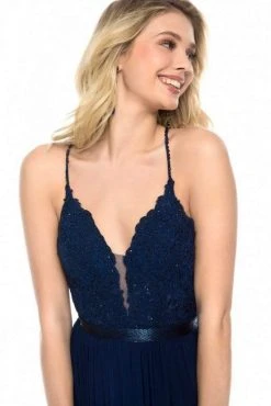 Sherri Hill - 52034 Lace Deep V-neck Chiffon Sheath Dress 14 Sherri Hill - 52034 Lace Deep V-neck Chiffon Sheath Dress