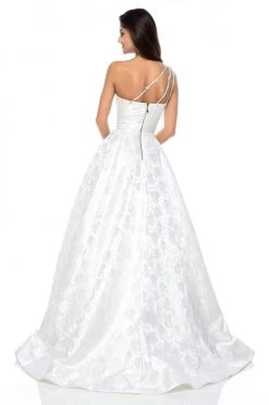 Sherri Hill - 52037 Beaded Straight Neck Satin Ballgown With Train