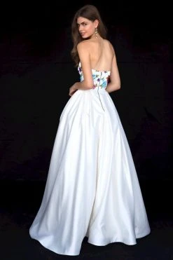 Sherri Hill - 52038 Strapless Embroidered Satin Ballgown