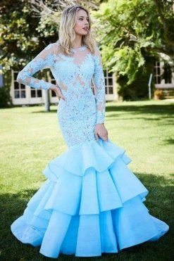 Sherri Hill - 52044 Lace Illusion Jewel Tiered Mermaid Dress