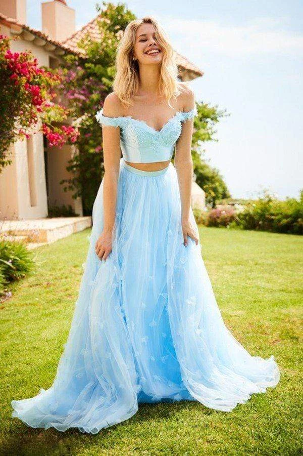 Sherri Hill - 52046 Two Piece Off-shoulder Tulle A-line Dress 6 Sherri Hill - 52046 Two Piece Off-shoulder Tulle A-line Dress