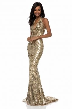 Sherri Hill - 52073 Plunging Halter Allover Sequined Dress 14 Sherri Hill - 52073 Plunging Halter Allover Sequined Dress