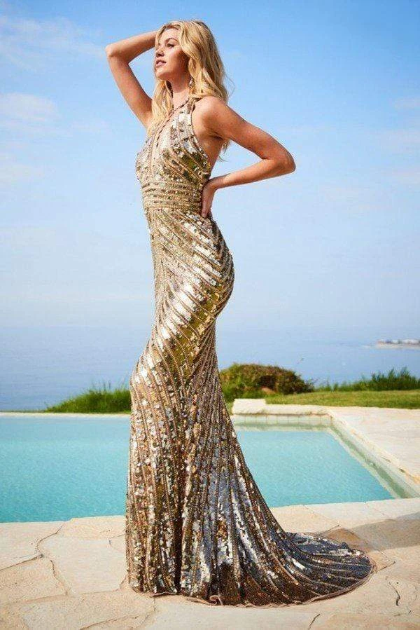 Sherri Hill - 52073 Plunging Halter Allover Sequined Dress 9 Sherri Hill - 52073 Plunging Halter Allover Sequined Dress