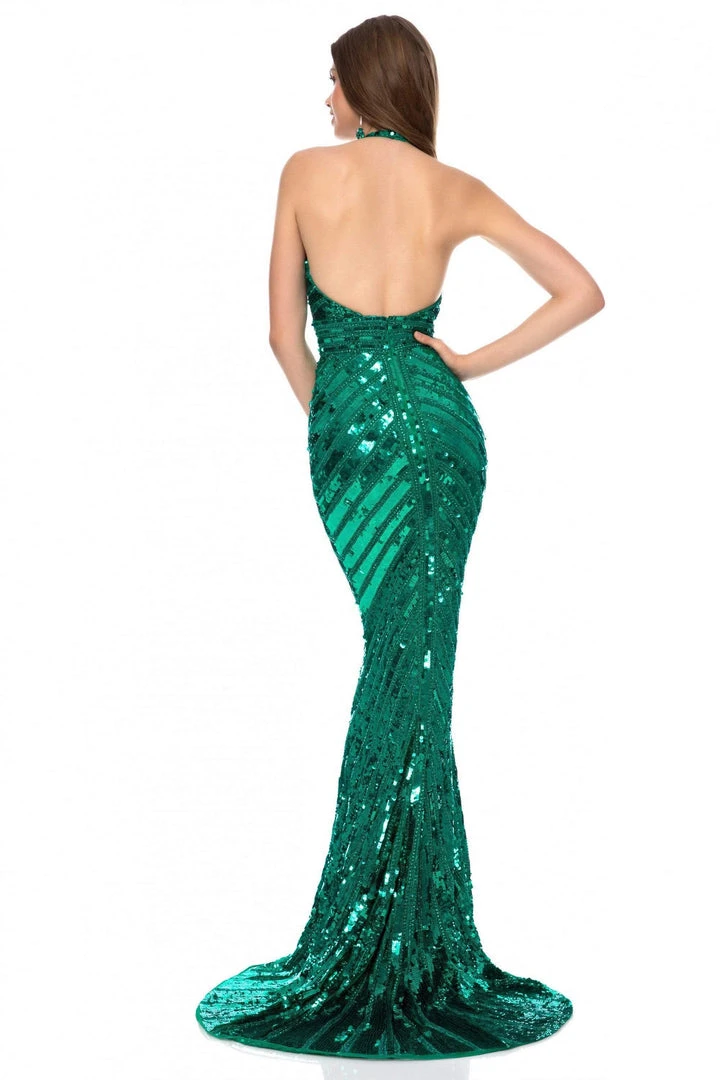 Sherri Hill - 52073 Plunging Halter Allover Sequined Dress 4 Sherri Hill - 52073 Plunging Halter Allover Sequined Dress