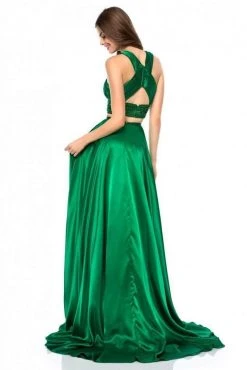 Sherri Hill - 52077 Two Piece Beaded Charmeuse A-line Gown