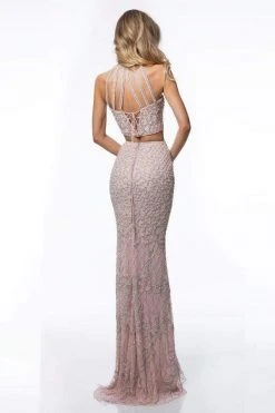 Sherri Hill - 52088 Beaded Two Piece Halter Evening Dress 12 Sherri Hill - 52088 Beaded Two Piece Halter Evening Dress