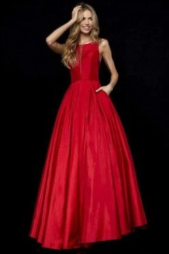 Sherri Hill - 52121 Taffeta Scoop Pleated Evening Dress