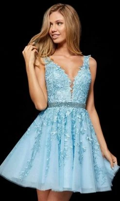 Sherri Hill - 52157 Beaded Lace Tulle V Neck A Line Short Dress 15 Sherri Hill - 52157 Beaded Lace Tulle V Neck A Line Short Dress