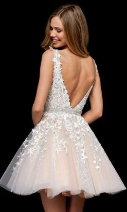 Sherri Hill - 52157 Beaded Lace Tulle V Neck A Line Short Dress 11 Sherri Hill - 52157 Beaded Lace Tulle V Neck A Line Short Dress