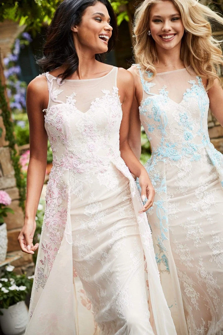 Sherri Hill - 52161 Floral Applique Bateau Dress With Overskirt 9 Sherri Hill - 52161 Floral Applique Bateau Dress With Overskirt