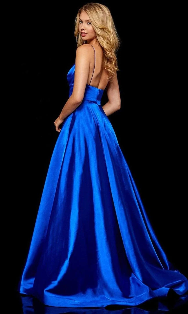 Sherri Hill - 52195 V Neck Spaghetti Straps A-Line Satin Dress 4 Sherri Hill - 52195 V Neck Spaghetti Straps A-Line Satin Dress