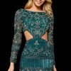 Sherri Hill - 52201 Beaded Long Sleeve Bateau Fitted Dress