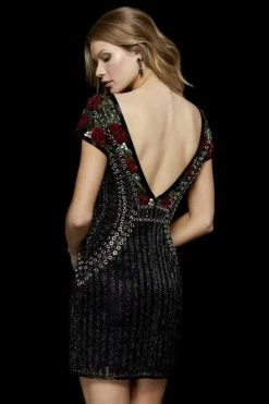 Sherri Hill - 52209 Beaded Wide V-neck Sheath Cocktail Dress 8 Sherri Hill - 52209 Beaded Wide V-neck Sheath Cocktail Dress