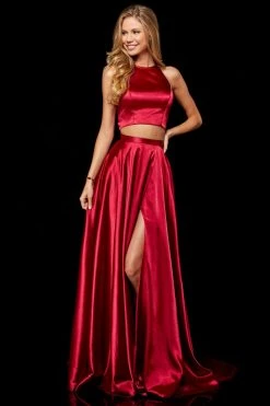 Sherri Hill - 52230 Two Piece Halter Charmeuse A Line Dress 11 Sherri Hill - 52230 Two Piece Halter Charmeuse A Line Dress