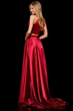Sherri Hill - 52230 Two Piece Halter Charmeuse A Line Dress 12 Sherri Hill - 52230 Two Piece Halter Charmeuse A Line Dress