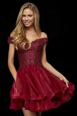 Sherri Hill - 52239 Short Off The Shoulder Applique Dress