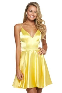 Sherri Hill - 52253 Sleeveless V-Neck Satin Short Dress 18 Sherri Hill - 52253 Sleeveless V-Neck Satin Short Dress