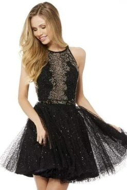 Sherri Hill - 52272 Embellished Halter Tulle A-line Dress