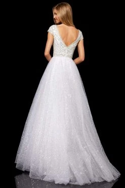 Sherri Hill - 52276 Beaded Cap Sleeve Bateau Tulle Ballgown