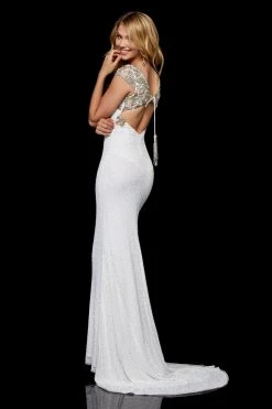 Sherri Hill - 52308 Cap Sleeves Beaded Trumpet Dress