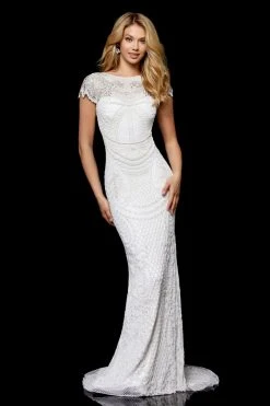 Sherri Hill - 52312 Cap Sleeves Beaded Long Dress