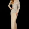 Sherri Hill - 52313 Beaded Long Sleeve Sheath Dress 1 Sherri Hill - 52313 Beaded Long Sleeve Sheath Dress