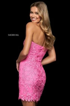 Sherri Hill - 52339 Strapless Applique Straight Fitted Dress