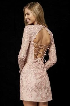 Sherri Hill - 52340 Long Sleeve Embroidered Lace Short Dress 9 Sherri Hill - 52340 Long Sleeve Embroidered Lace Short Dress