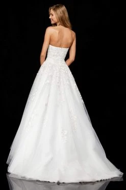 Sherri Hill - 52341 Strapless Floral Appliqued A Line Tulle Dress