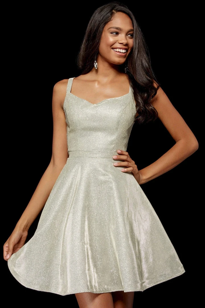 Sherri Hill - 52361 Glitter Ladder Back Short A Line Dress 5 Sherri Hill - 52361 Glitter Ladder Back Short A Line Dress