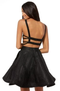 Sherri Hill - 52361 Glitter Ladder Back Short A Line Dress 6 Sherri Hill - 52361 Glitter Ladder Back Short A Line Dress