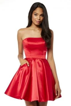 Sherri Hill - 52397 Strapless Fit And Flare Short Satin Dress