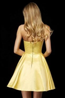 Sherri Hill - 52397 Strapless Fit And Flare Short Satin Dress