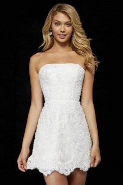 Sherri Hill - 52401 Straight Across Lace A-Line Cocktail Dress
