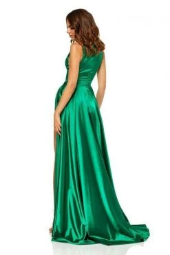 Sherri Hill - 52407 High Neckline A-Line Evening Dress With Slit