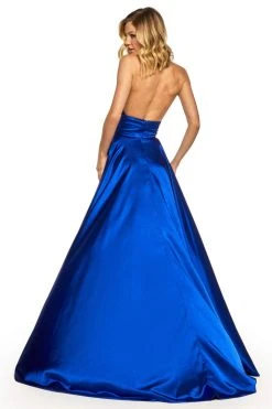 Sherri Hill - 52408 Halter V-Neck Satin Dress With High Slit 10 Sherri Hill - 52408 Halter V-Neck Satin Dress With High Slit
