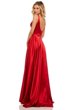 Sherri Hill - 52410 Sleeveless V Neck Silk Charmeuse A Line Dress