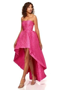 Sherri Hill - 52418 Embossed Brocade High Low Strapless Dress