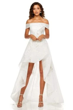 Sherri Hill - 52430 Off The Shoulder Beaded High-Low Dress