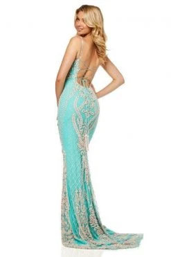 Sherri Hill - 52454 Fully Beaded Lace Up Back Fitted Evening Dress