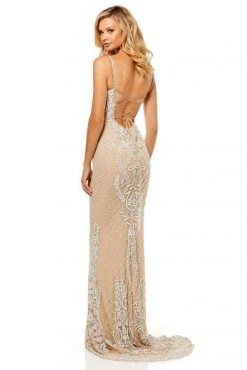 Sherri Hill - 52454 Fully Beaded Lace Up Back Fitted Evening Dress