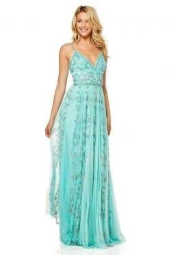 Sherri Hill - 52461 Beaded V-Neck A-Line Evening Dress