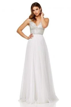 Sherri Hill - 52463 Beaded Plunging V-Neck A-Line Dress