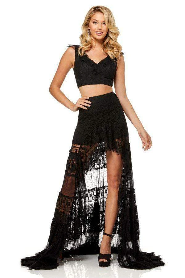 Sherri Hill - 52472 Two Piece Ruffled V-Neck Lace Dress 5 Sherri Hill - 52472 Two Piece Ruffled V-Neck Lace Dress