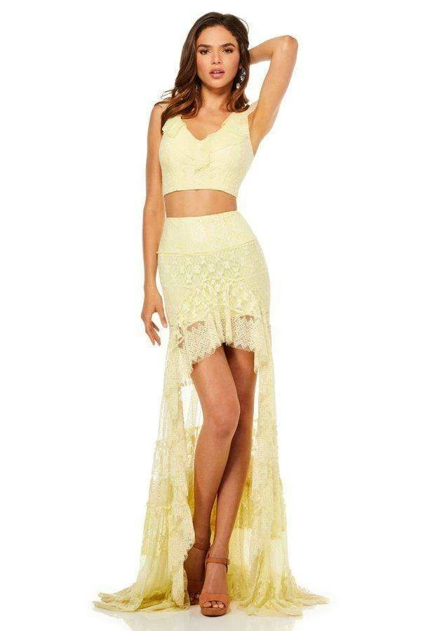 Sherri Hill - 52472 Two Piece Ruffled V-Neck Lace Dress 14 Sherri Hill - 52472 Two Piece Ruffled V-Neck Lace Dress