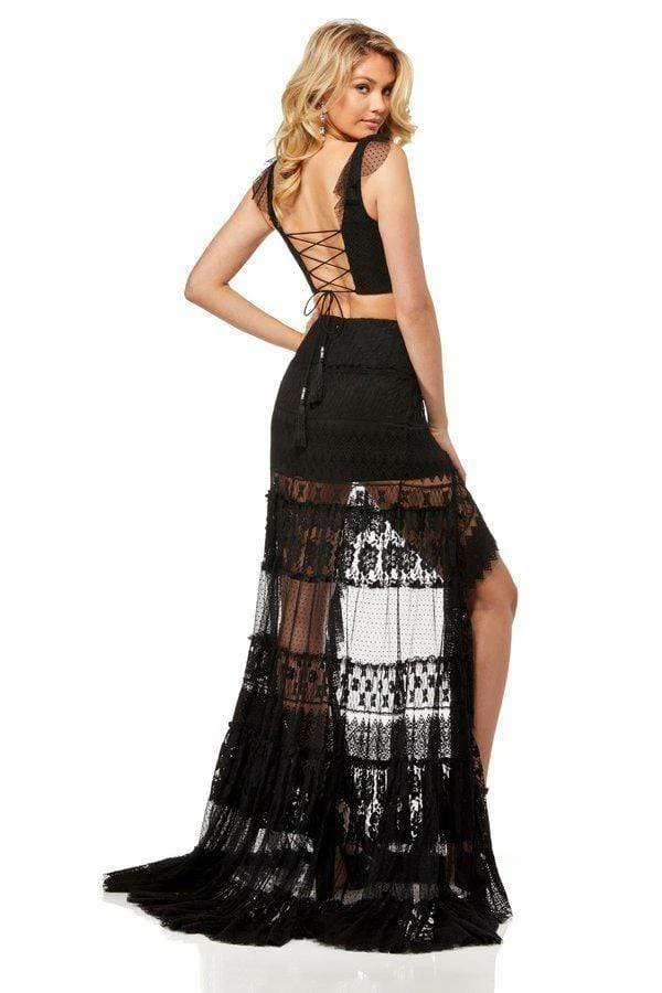 Sherri Hill - 52472 Two Piece Ruffled V-Neck Lace Dress 6 Sherri Hill - 52472 Two Piece Ruffled V-Neck Lace Dress