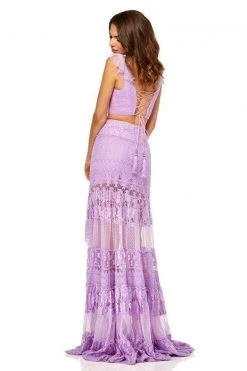 Sherri Hill - 52472 Two Piece Ruffled V-Neck Lace Dress 30 Sherri Hill - 52472 Two Piece Ruffled V-Neck Lace Dress