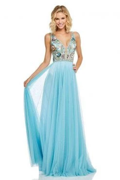 Sherri Hill - 52473 Beaded Deep V-neck Chiffon A-line Gown